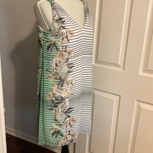 MSSP sleeveless V-Neck Striped Floral Print